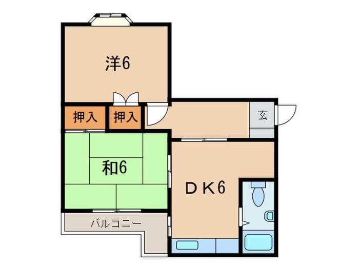 ローズハイツ(2DK/3階)の間取り写真