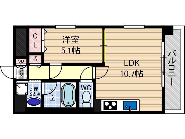 セリーゼ ウエスト(1LDK/5階)の間取り写真