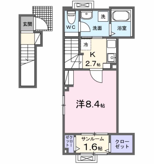 シャトレーベル(1K/2階)の間取り写真