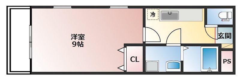 ガーデンヒルズ萩原(1K/2階)の間取り写真