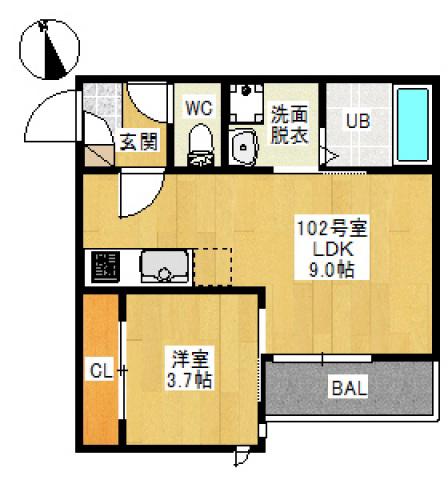 GRANDTIC CUBE 西市(1LDK/1階)の間取り写真
