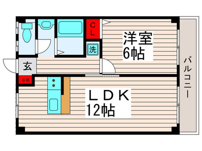 オオギセントラルプラザ(1LDK/2階)の間取り写真