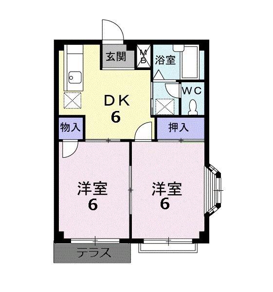 エルディム愛福A(2DK/1階)の間取り写真