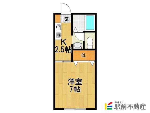 プレミエール・キクI(1K/1階)の間取り写真