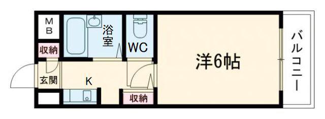 6月のココロ(1K/4階)の間取り写真
