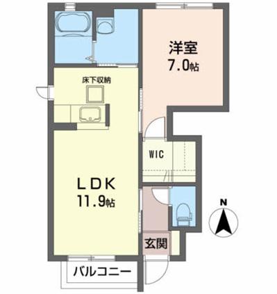アムール1番館(1LDK/1階)の間取り写真