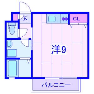 プロシード(ワンルーム/2階)の間取り写真
