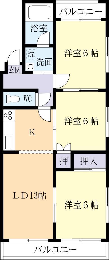 KURA(3LDK/3階)の間取り写真