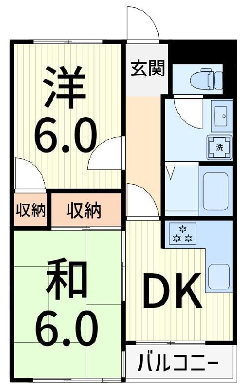 オートサンピア101(2DK/3階)の間取り写真