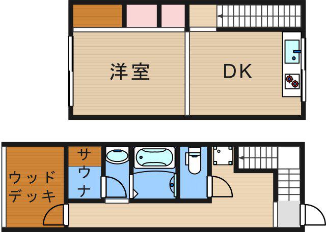 SAUNA VILLA SUMIYOSHI(1DK/1階)の間取り写真