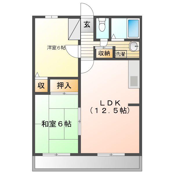 ピアストーンII(2LDK/2階)の間取り写真
