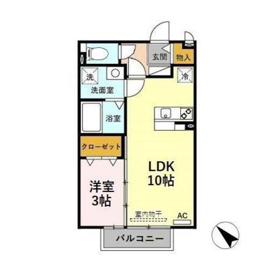 セジュール向野(1LDK/1階)の間取り写真