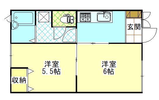 グリーンハイツ天王C(2K/2階)の間取り写真