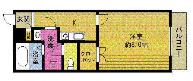 スカイメゾンI(1K/1階)の間取り写真