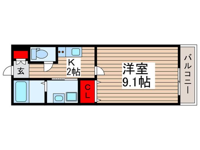 サラブレット1(1K/3階)の間取り写真