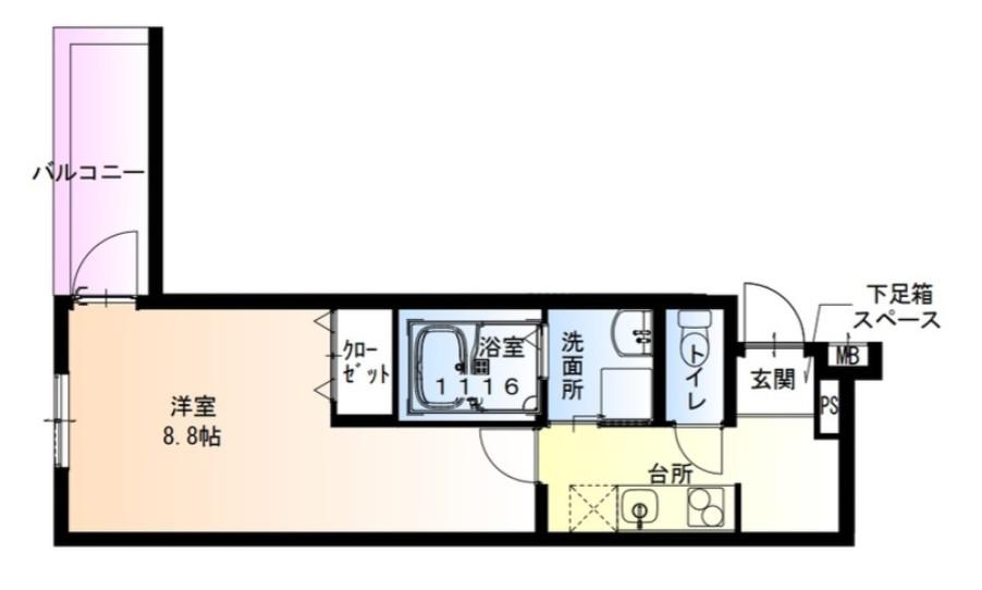 フジパレス東花園イースト(1K/2階)の間取り写真