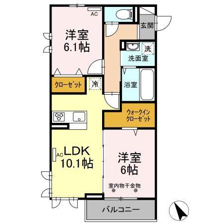 D-ROOM本町(2LDK/2階)の間取り写真