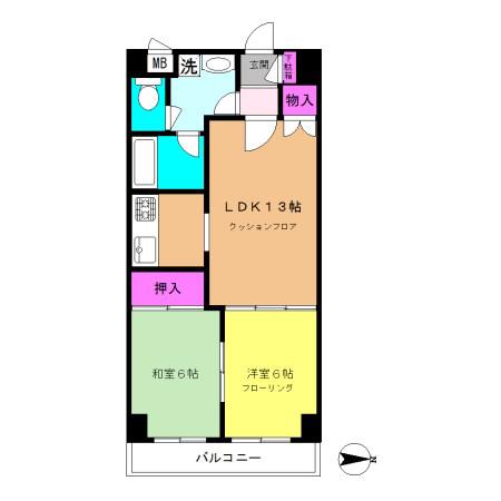 ガーデニアパーク(2LDK/2階)の間取り写真