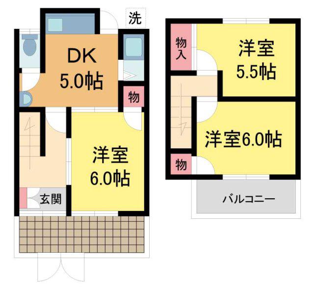 中村ハイツ(3DK/2階)の間取り写真