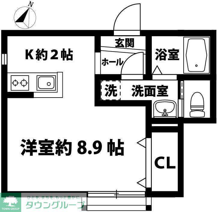 ゆうなぎ荘(ワンルーム/1階)の間取り写真