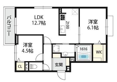 ヴィブレ ウーノ(2LDK/3階)の間取り写真