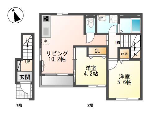 イルマーレウエスト(2LDK/2階)の間取り写真
