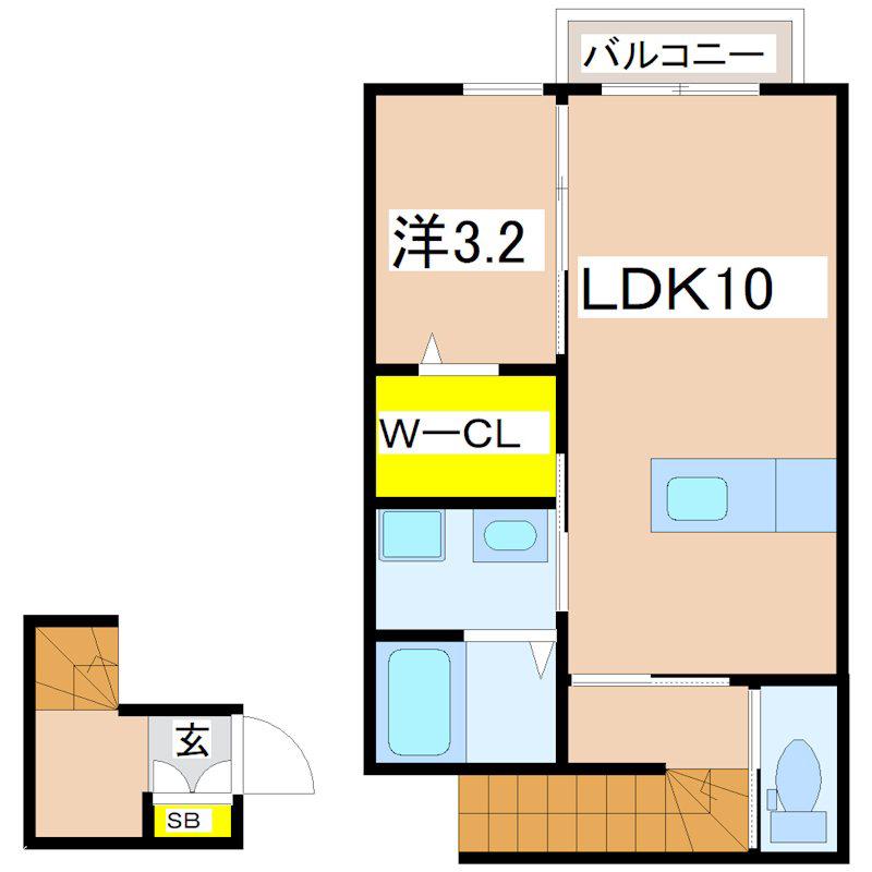 MEER B(1LDK/2階)の間取り写真