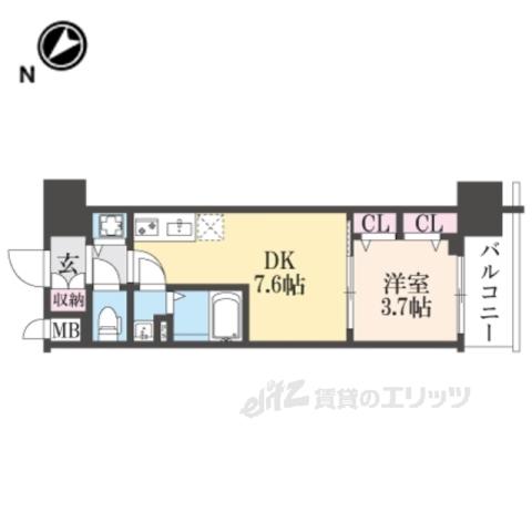 ベラジオレガシー葛野大路八条(1DK/3階)の間取り写真