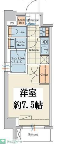 クレストコートTS吾妻橋(1K/4階)の間取り写真