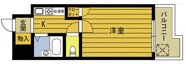 ベルエール大分大在(1K/8階)の間取り写真