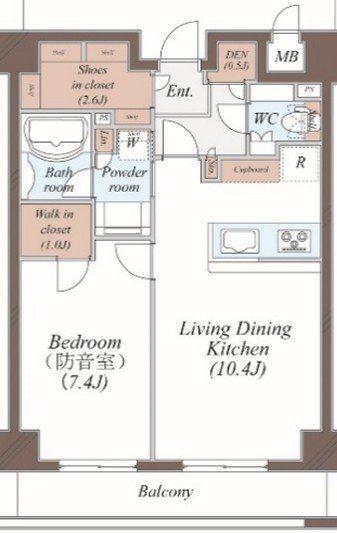 Wレジデンス多摩川(1LDK/2階)の間取り写真