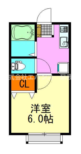サウスウィンドー(1K/2階)の間取り写真