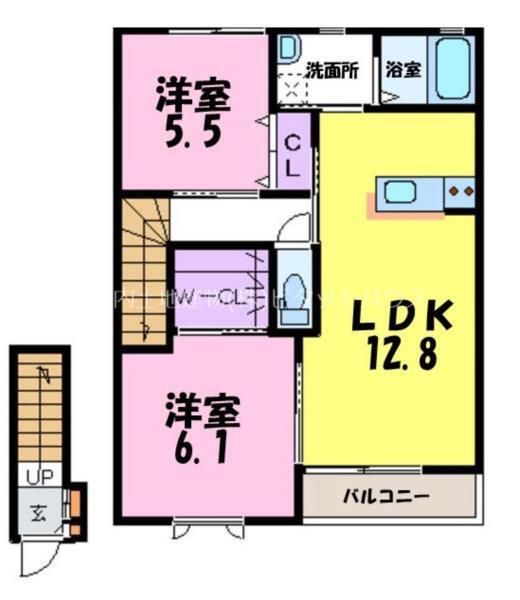 リヴィエール(2LDK/2階)の間取り写真