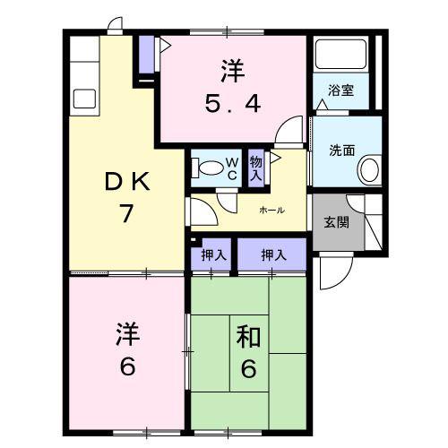 パークハイムA(3DK/1階)の間取り写真