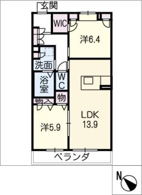 オーパスワン(2LDK/1階)の間取り写真