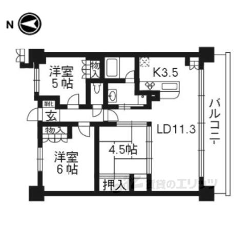 アトレ西院エルステージ(3LDK/3階)の間取り写真