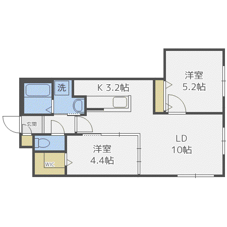 CANTARE中の島(2LDK/2階)の間取り写真