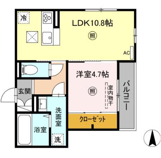 ヴィレッタ日吉町(1LDK/1階)の間取り写真