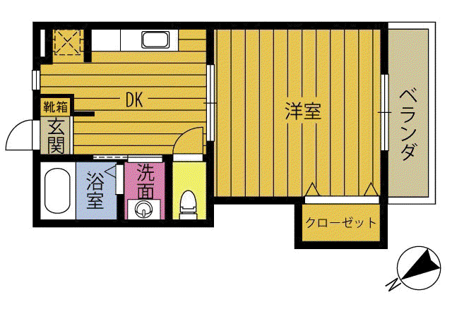 AOWA C(1DK/2階)の間取り写真