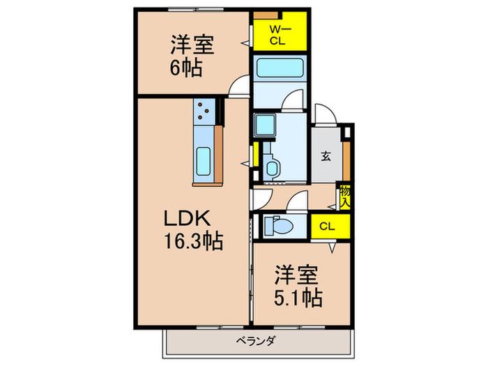 T-RESIDENCE楠葉(2LDK/2階)の間取り写真