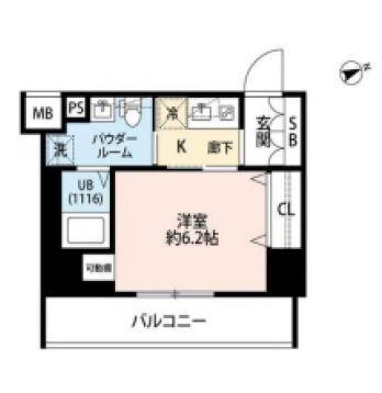 プレール・ドゥーク門前仲町III(1K/7階)の間取り写真