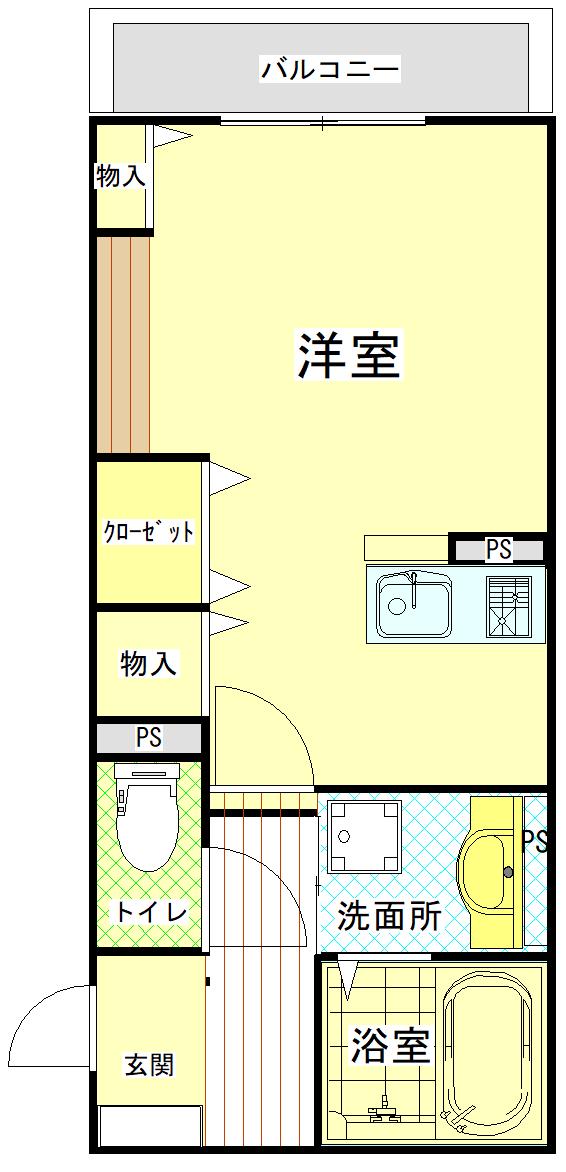 カピラII(1K/2階)の間取り写真
