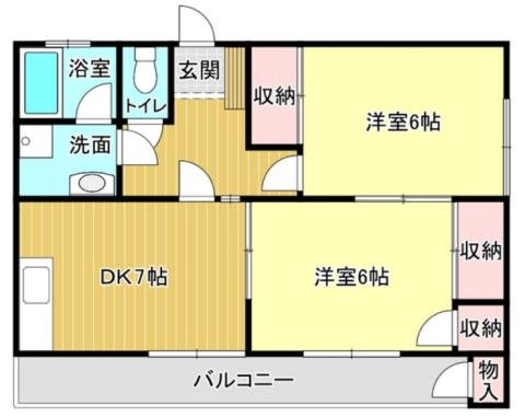 エクスト神田町(2DK/1階)の間取り写真
