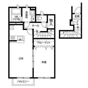アスピリア SANTEIII(1LDK/2階)の間取り写真