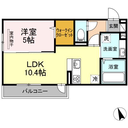 アクシス島崎(1LDK/3階)の間取り写真