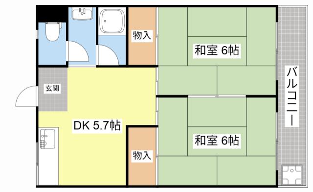エクセル篠原(2DK/3階)の間取り写真