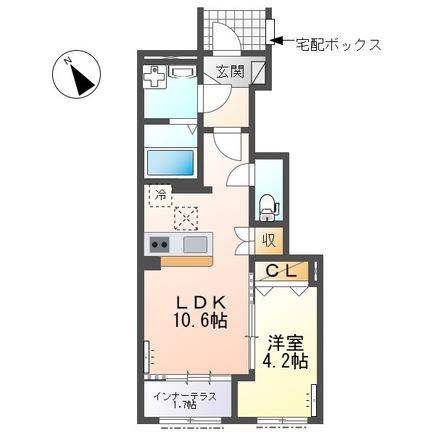 メゾン ド リッカ(1LDK/1階)の間取り写真