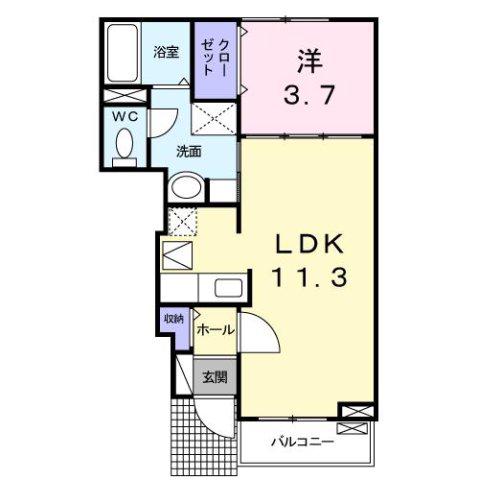 エアリースクエア(1LDK/1階)の間取り写真