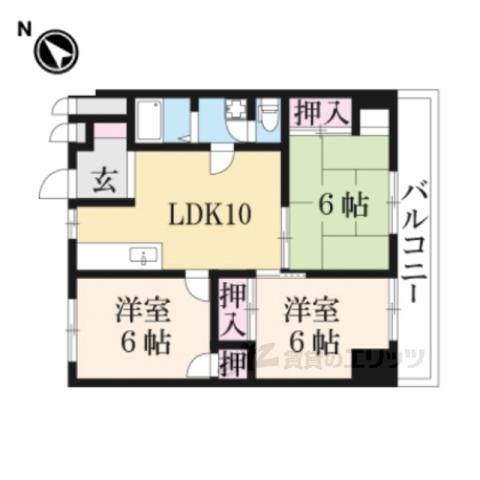 東和ハイツ本館(3LDK/10階)の間取り写真