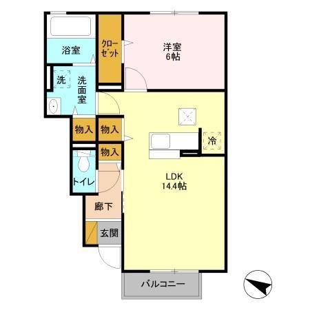 KESHIKI(1LDK/1階)の間取り写真